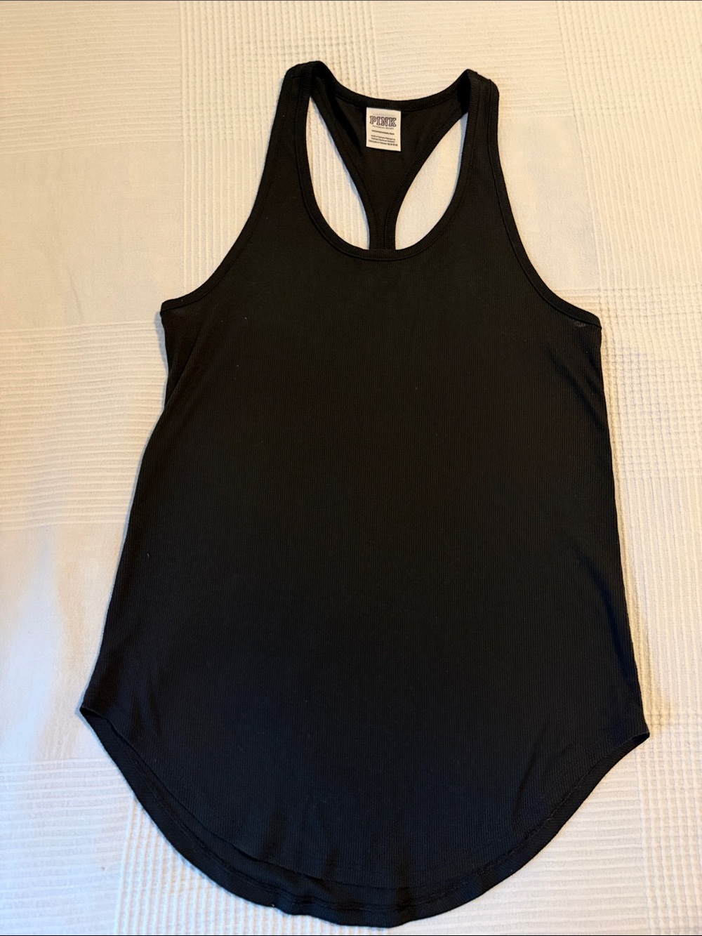 PINK Victoria's Secret Black Ribbed Racerback Tank